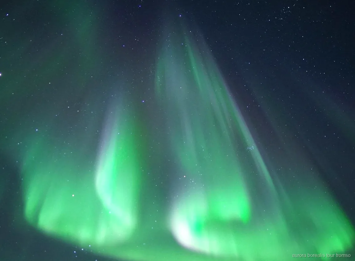 Guests on deck watching for the aurora borealis on the Tromso evening cruise