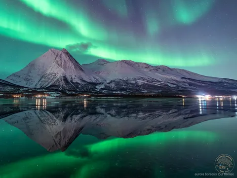 Photographer teaching aurora photography settings on the Tromso Northern Lights tour