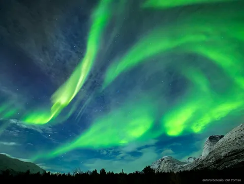 Aurora borealis captured on the Tromso Northern Lights photography tour