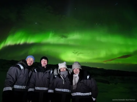 Bonfire camp set up during a Tromso aurora borealis tour night chase