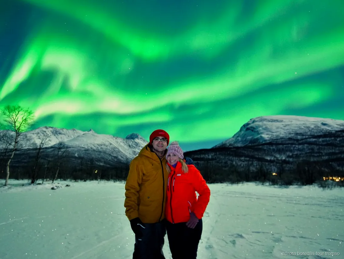 Zorza polarna nad Norwegią widziana z wycieczki w małej grupie z Tromso